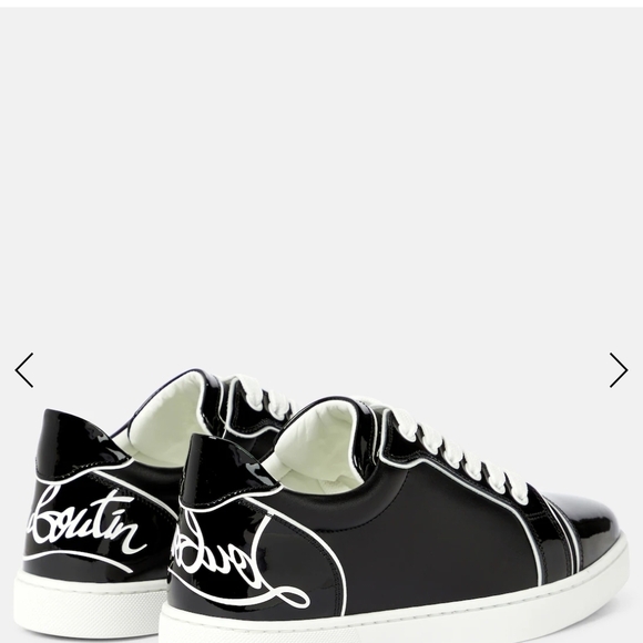 Christian Louboutin Black and White Sneakers with Glossy Finish - Picture 2 of 16